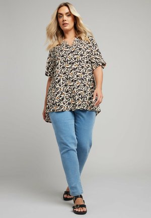 ABSTRACT SHORT SLEEVE - Blouse - natural