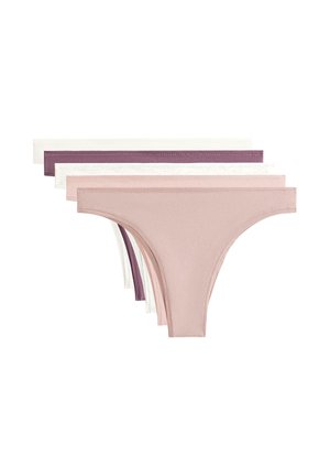 Femton i mjuk bomullstyg. Färgerna inkluderar ljusrosa, vit och två nyanser av lila. Minimalistisk design utan mönster.