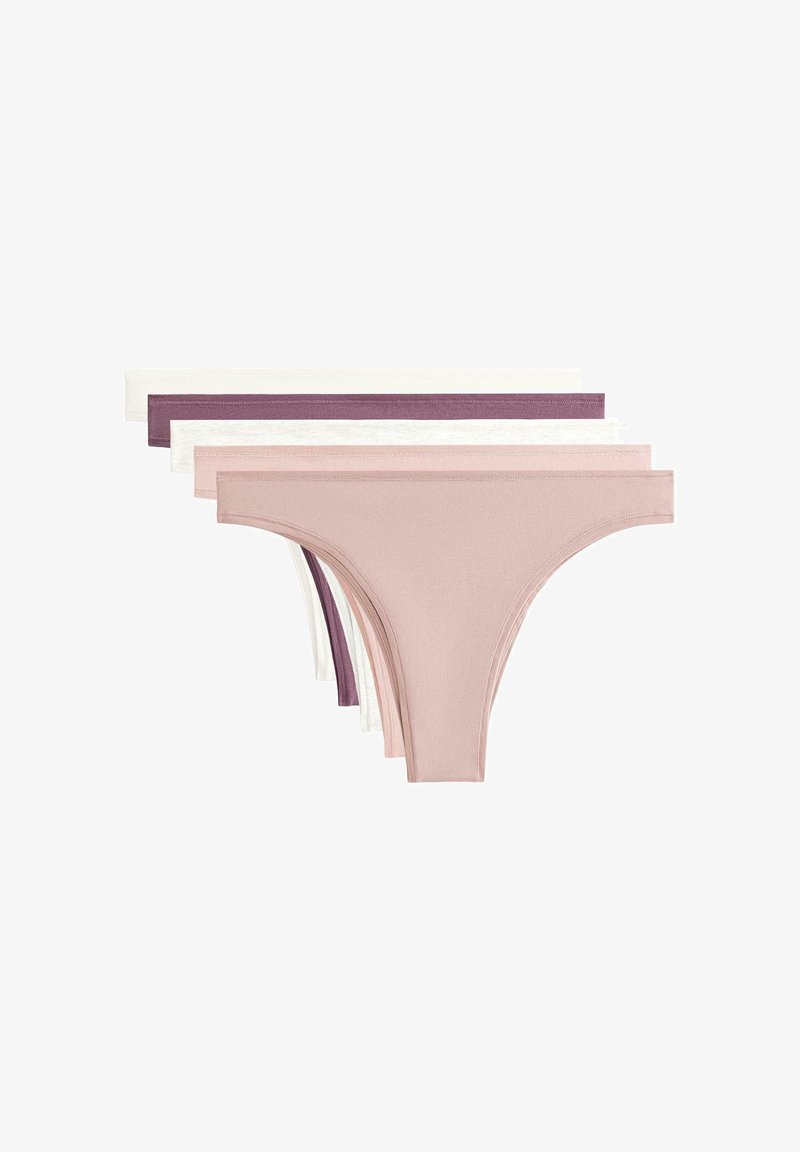 Femton i mjuk bomullstyg. Färgerna inkluderar ljusrosa, vit och två nyanser av lila. Minimalistisk design utan mönster.