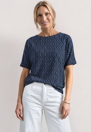 Street One, SHIRT MIT BOAT NECK UND ELASTIKBUND - T-shirt imprimé - ashen blue