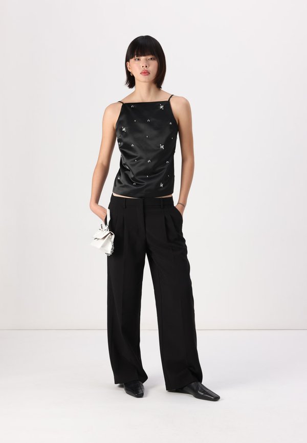 Satin Embellished Open-Back Apron Top - Top4