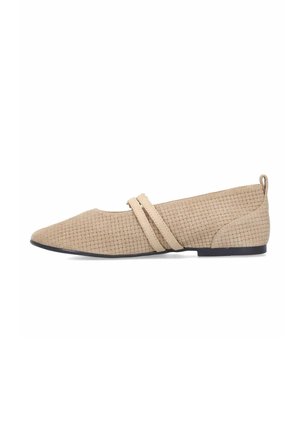 Manfield Ballerina's met enkelbandjes - beige