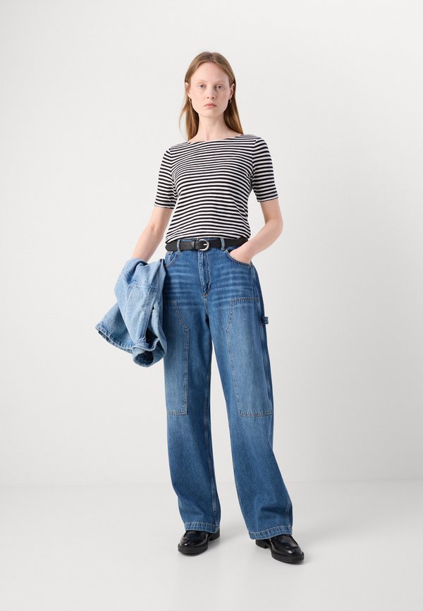 SHORT SLEEVE BOAT NECK STRIPED - Print T-shirt4