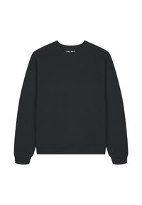 Felpa nera in cotone, con maniche lunghe, scollatura rotonda, polsi e orlo a coste, caratterizzata da un design semplice e senza decorazioni.