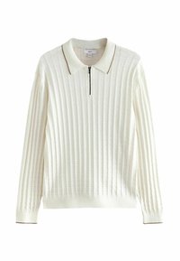 REGULAR FIT -LONG SLEEVE ZIP  - Bluză polo - ecru white