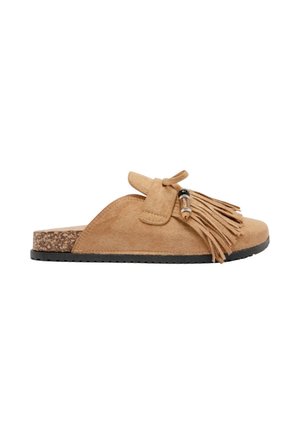 Super Mode, SABOTS FRANGES - Mules - camel tabac