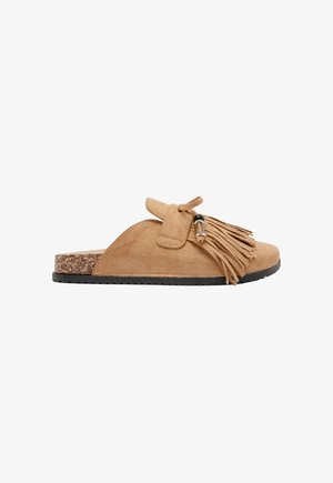 Super Mode, SABOTS FRANGES - Mules - camel tabac