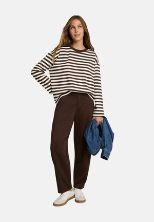 TOM TAILOR, STRIPED CREWNECK SWEATSHIRT - Maglietta a manica lunga - brown white stripe