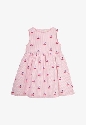 JoJo Maman Bébé EMBROIDERED REGULAR FIT - Freizeitkleid - pink cherry stripe
