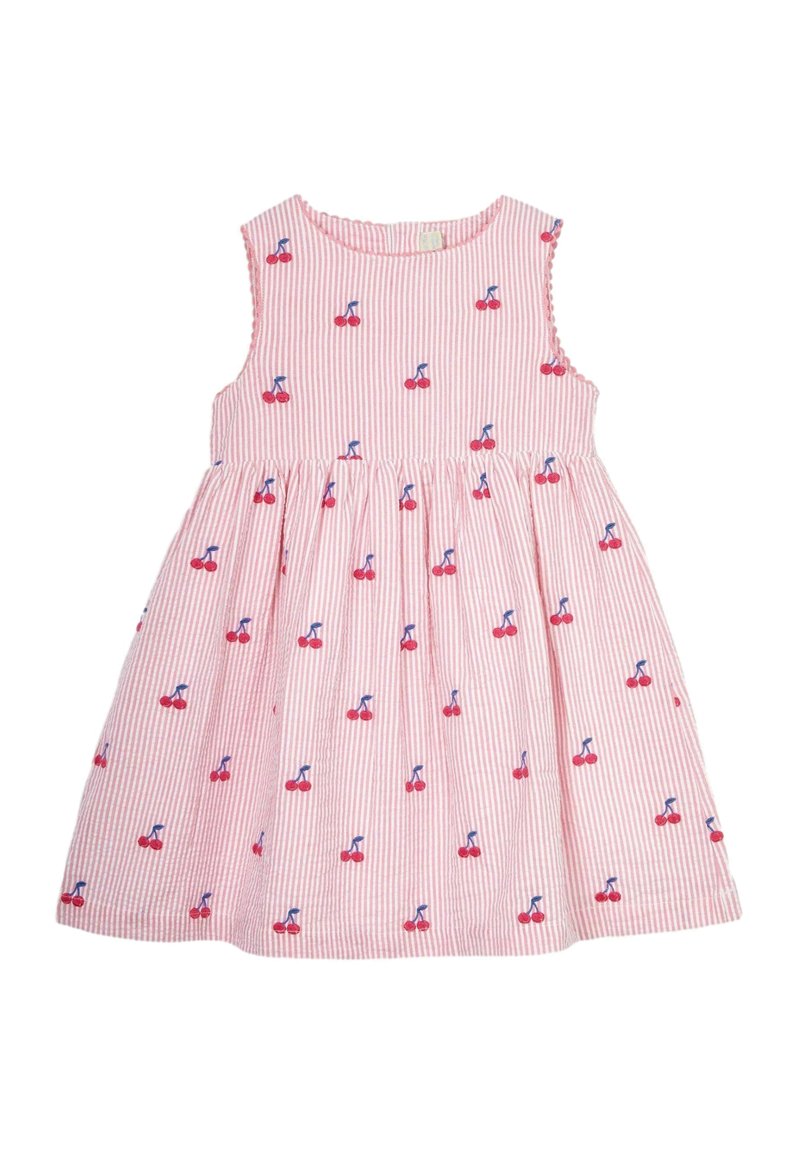 JoJo Maman Bébé EMBROIDERED REGULAR FIT - Jurk - pink cherry stripe