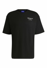 Black cotton t-shirt with short sleeves. Features white text "Whatever I'm getting fries" in a casual font on the front.