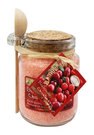 BADESALZ CRANBERRY IM DEKORATIVEN GLAS MIT HOLZLÖFFEL 300 G - Schaumbad & Badezusätze