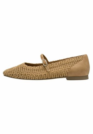 Ankle strap ballet pumps - tan