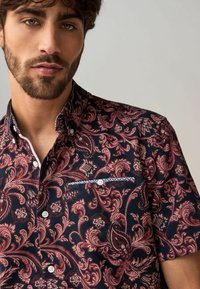 Next REGULAR FIT-SHORT SLEEVE TEXTURED FLORAL PRINTED - Ing - navy blue