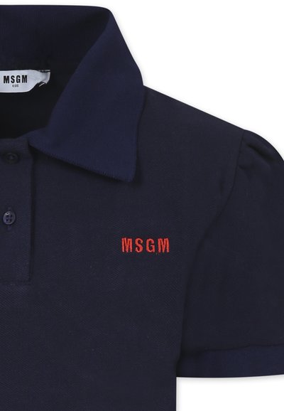 Marineblauwe poloshirt van katoen met een gestructureerde afwerking. Heeft een klassieke kraag, knoopsluiting en een rode 'MSGM' borduring op de borst.
