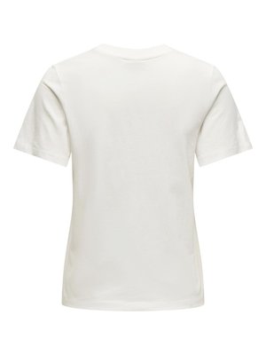 Witte katoenen T-shirt met korte mouwen, een ronde hals en een effen achterkant. Heeft een gladde textuur en geen patronen of accenten.