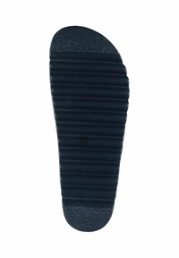 Shoe sole, black rubber, contoured design with horizontal grooves for traction, smooth edges, slight texture on the surface.