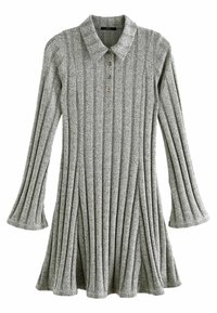 COLLARED LONG SLEEVE MINI - REGULAR FIT - Tričkové šaty - light grey