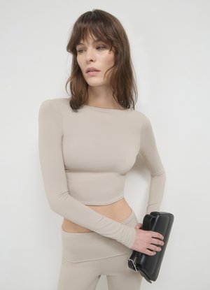 Calliope CROP SCHIENA SCOPERTA - Maglietta a manica lunga - tortora