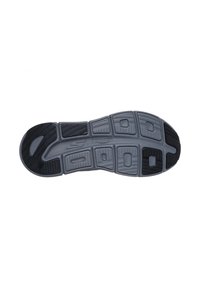 Suola della scarpa con un motivo di battistrada segmentato in gomma nera e grigia, caratterizzata da aree di presa testurizzate e il testo "Natural Rocker Technology".