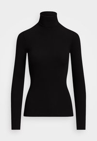 STRETCH RIB KNIT ROLL NECK - Topper langermet - black