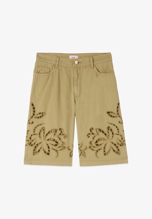 Oltre, BERMUDA CON RICAMI SEE-THROUGH - Shorts - verde militare