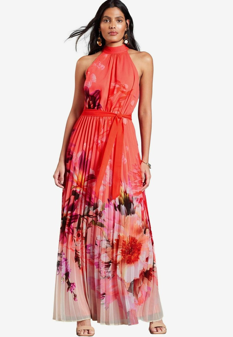 Love & Roses PLEATED HALTERNECK REGULAR FIT - Vestido de fiesta - orange floral