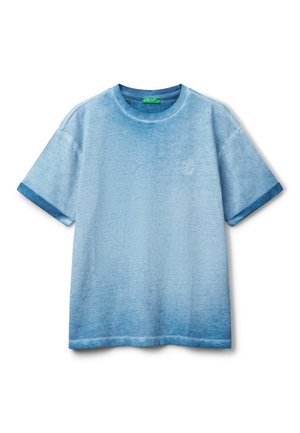 Light blue cotton t-shirt with a gradient from light to dark. Features a round neckline and short sleeves. Embroidered logo on the chest.