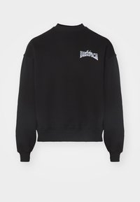 Black sweatshirt featuring a crew neckline, dropped shoulders, and ribbed cuffs. "Benfica" graphic in white on the upper left chest.