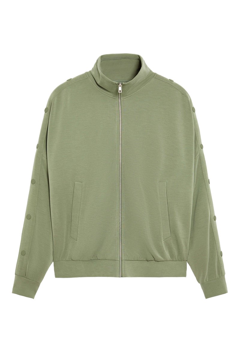 OYSHO Sweater met rits groen gemêleerd