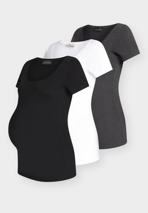 Anna Field MAMA 3 PACK - Tricou basic - white/black/dark grey