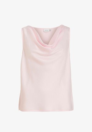 Blouse sans manches rose clair avec un col bénitier drapé et un tissu lisse de la marque VILA.