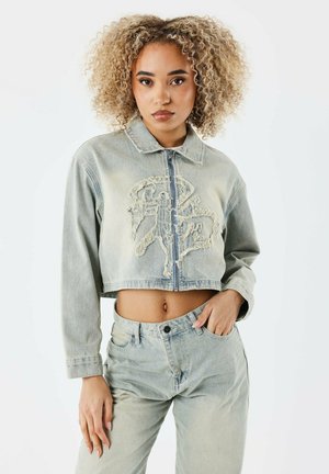 CROP - Giacca di jeans - bleu