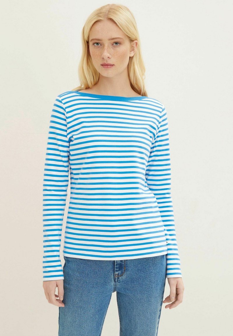 TOM TAILOR DENIM Camiseta de manga larga - white mid blue stripe