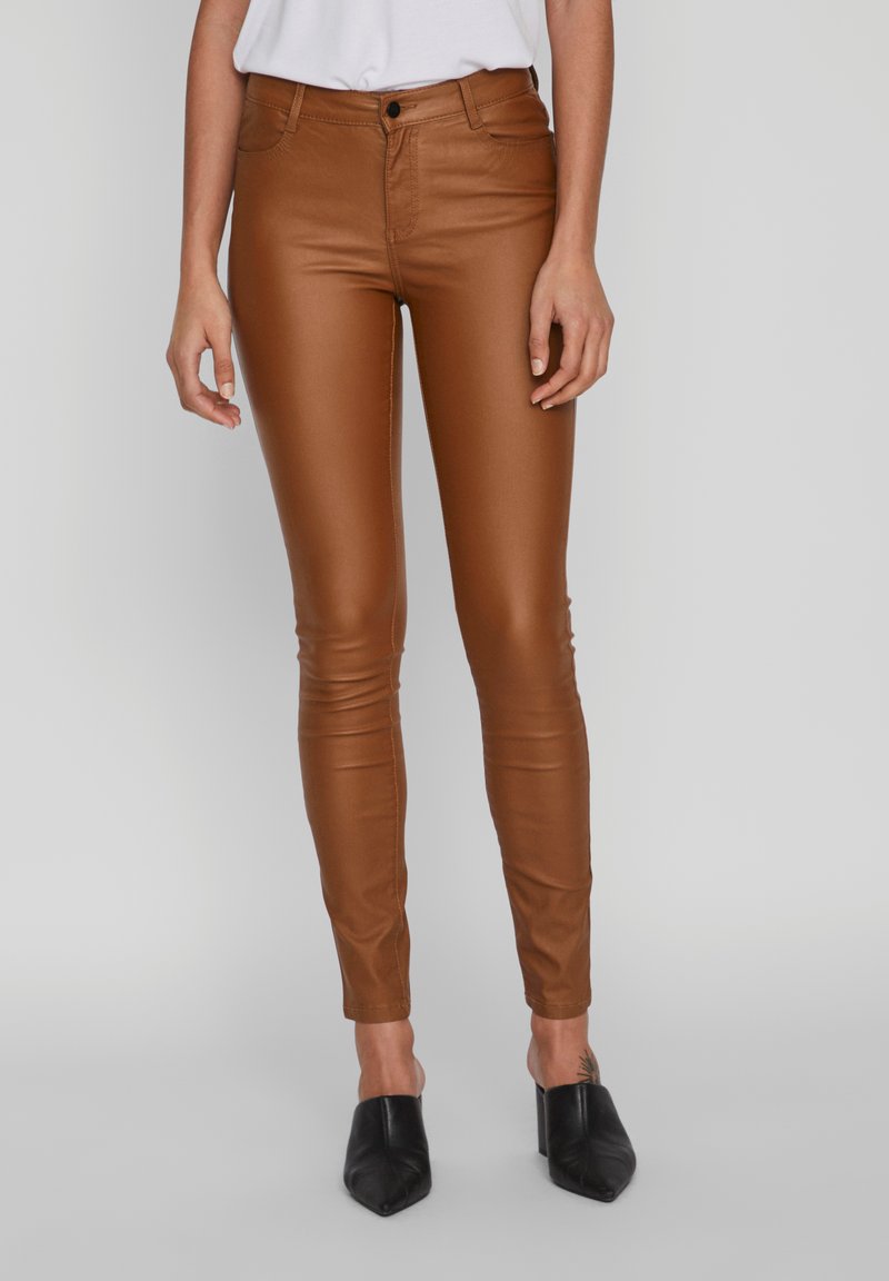 VILA - VICOMMIT COATED RWSK NEW -NOOS - Skinny-Farkut - toffee, Suurenna