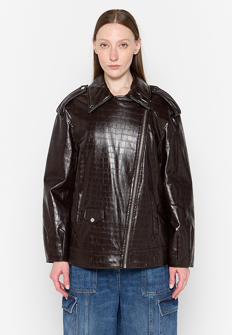 Twinset ACTITUDE Imitatieleren jas bruin Twinset ACTITUDE Imitatieleren jas bruin