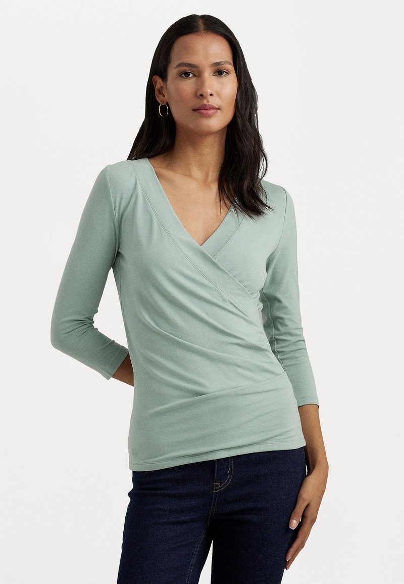 Lauren Ralph Lauren - SURPLICE JERSEY TOP - Langarmshirt - soft laurel, Vergrößern