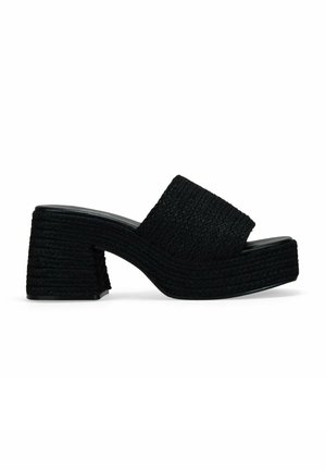DE ESPARTO CON Y TACÓN - Mules de tacón - black
