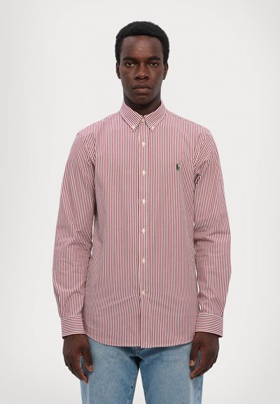 Polo Ralph Lauren SLIM FIT STRIPED STRETCH POPLIN SHIRT - Overhemd - wine/white