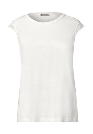Street One, DROPPED SHOULDER SHIRT MIT CROCHET DETAILS - T-shirts print - off white