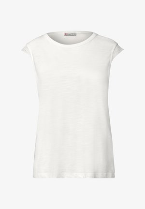 Street One, DROPPED SHOULDER SHIRT MIT CROCHET DETAILS - T-shirt print - off white