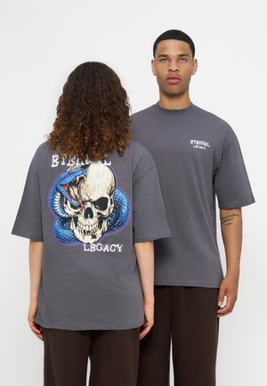 YOURTURN, UNISEX REGULAR FIT - Nyomott mintás póló - dark grey