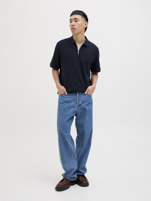 JJEAUSTIN ZIP SS NOOS - Polo shirt - navy blazer