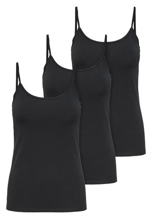 Black camisoles in a pack of three, made of soft, stretchy cotton. Features thin adjustable straps and a classic, fitted shape.