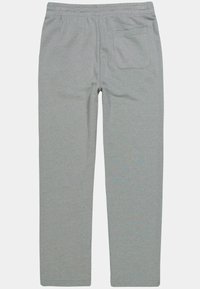 Grå sweatpants lavet af blødt stof, med elastisk talje og en baglomme. Lige ben-design uden synlig hardware eller mønstre.