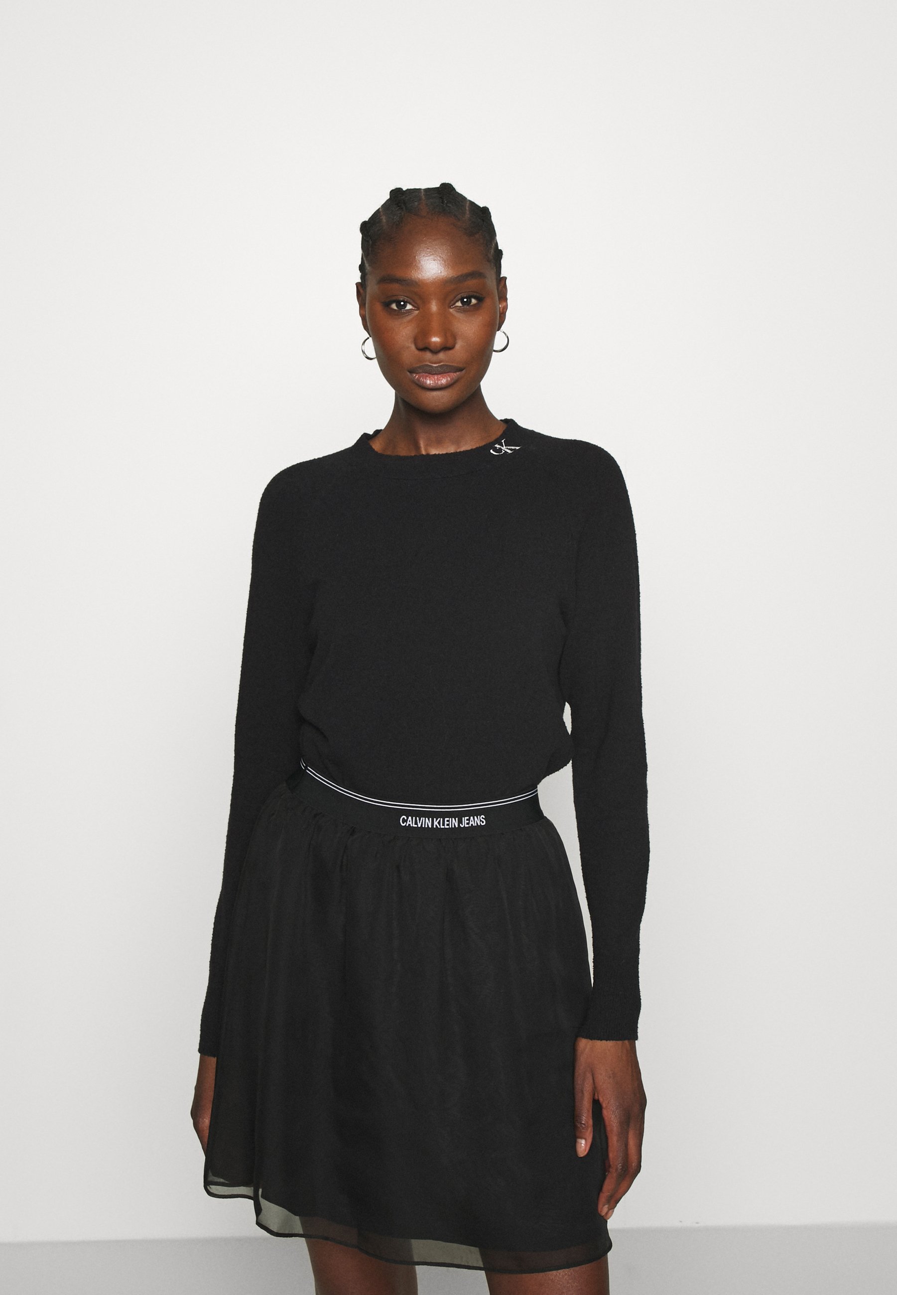 Calvin Klein Jeans NECK LOGO FLUFFY SWEATER - Maglione - black/nero -  Zalando.it