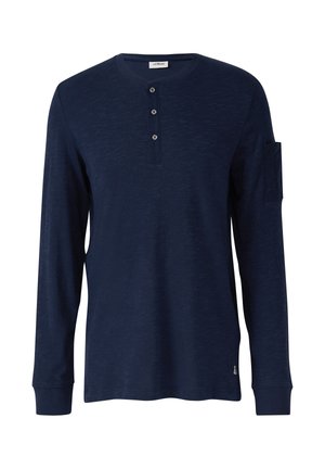 s.Oliver, HENLEY MIT FLAMMSTRUKTUR UND ÄRMELTASCHE - Longsleeve - navy