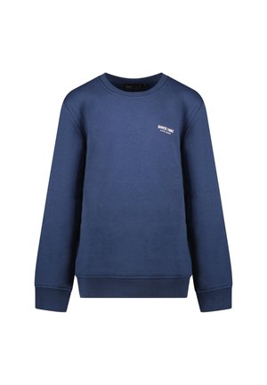Marineblaues Sweatshirt aus weichem Baumwollmix, mit Rundhalsausschnitt und gerippten Bündchen. Text "SINCE 1982" in Weiß auf der Brust.