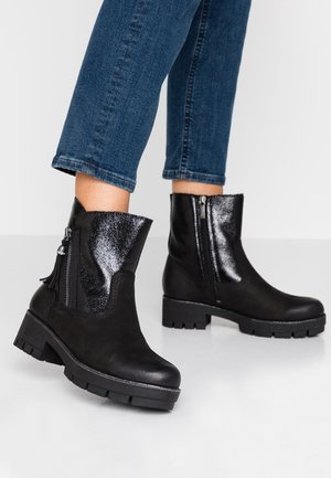 Tamaris Platform ankle boots - black/black metallic