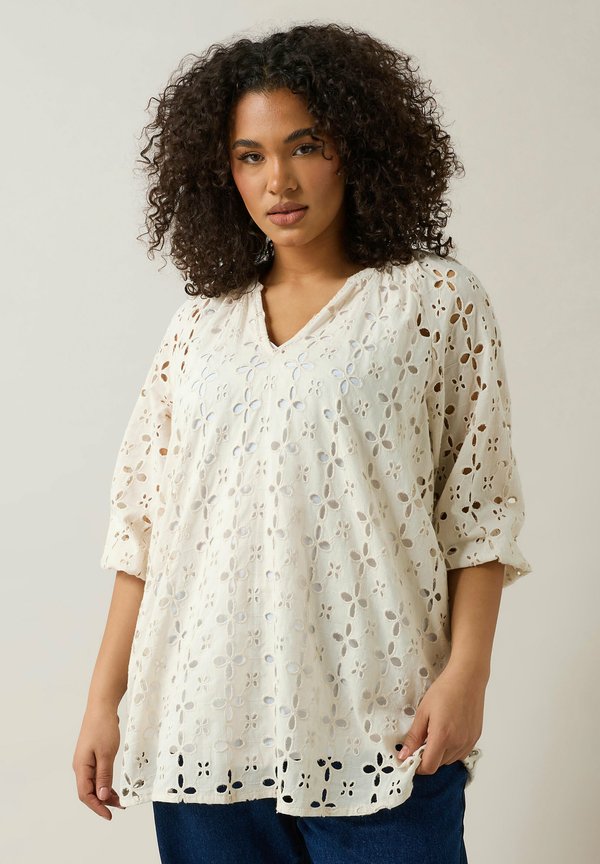 LONG SLEEVE BRODERIE  - Bluse - cream